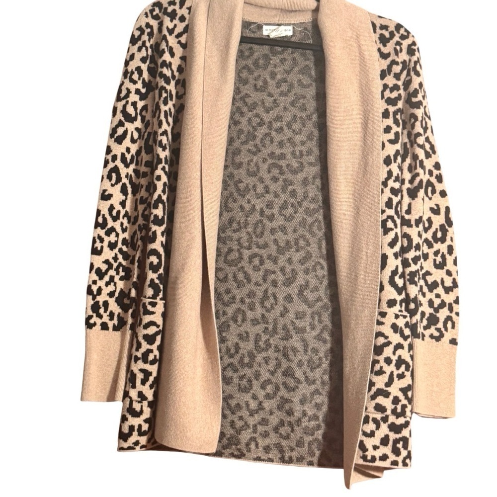 Color-Block Cream and Black Cardigan Sweater
